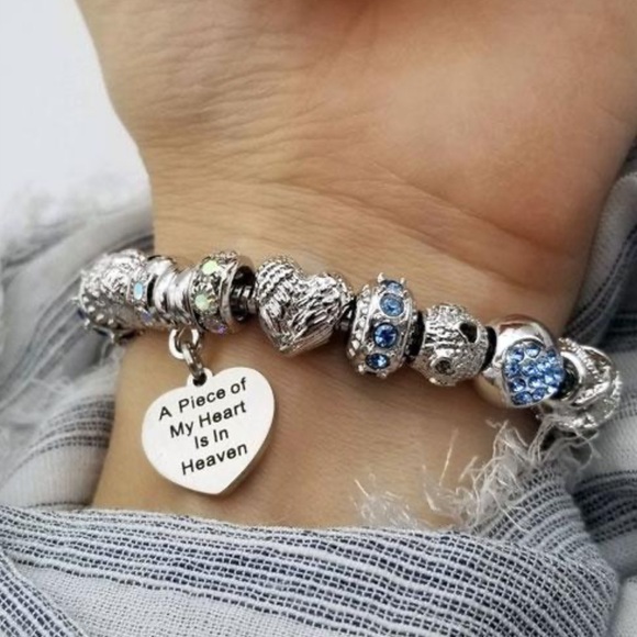 Bella’s Yard Charm Bracelet A Piece of my Heart is in Heaven Stainless Steel - Picture 1 of 5